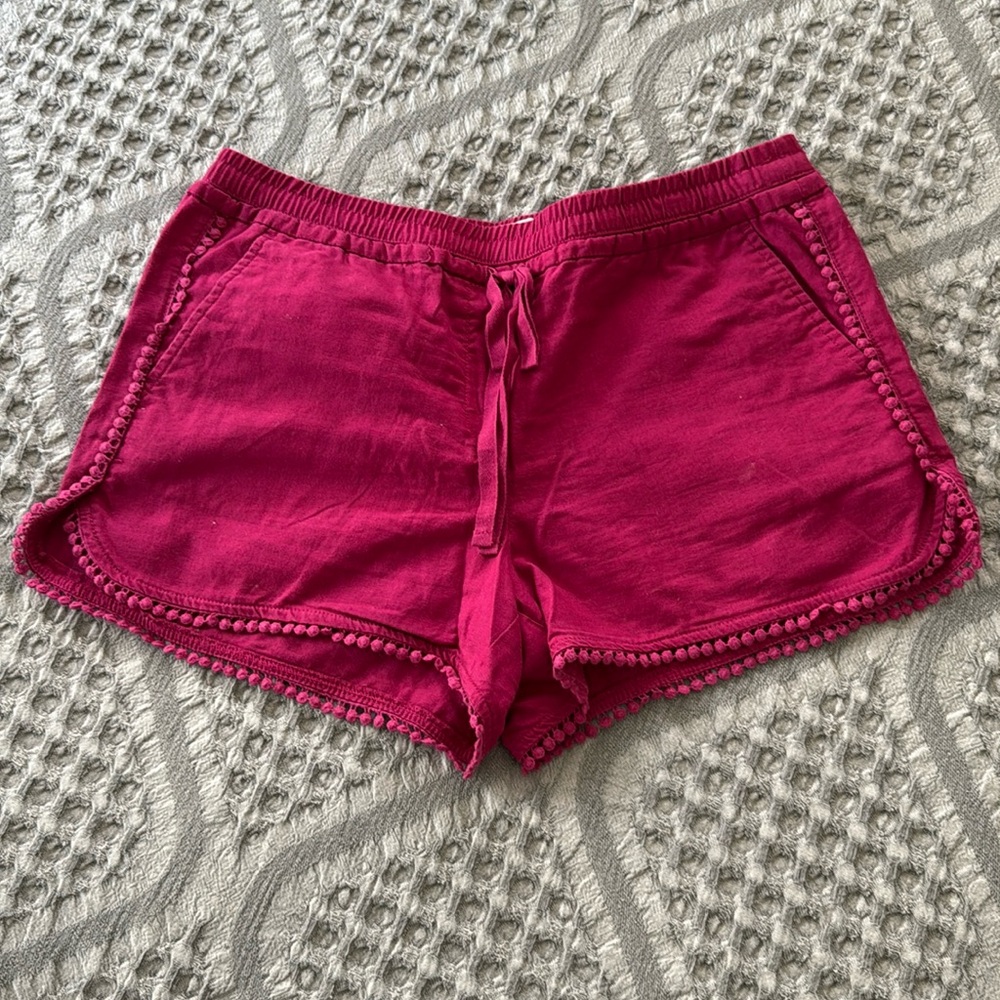 Linen-blend Magenta Shorts